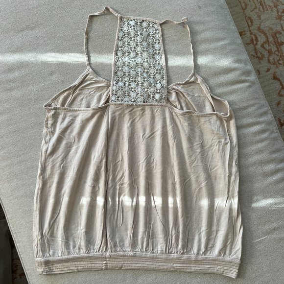 Express Spaghetti Strap Lace Racerback Tank in Cream Sz L - Picture 7 of 7